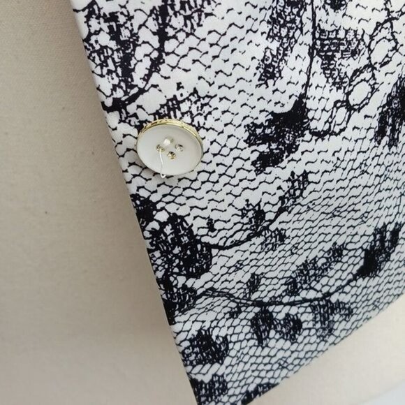 The Limited Womens XS Black White Floral Brocade Jacket Blazer 3/4 Sleeve - Picture 7 of 10